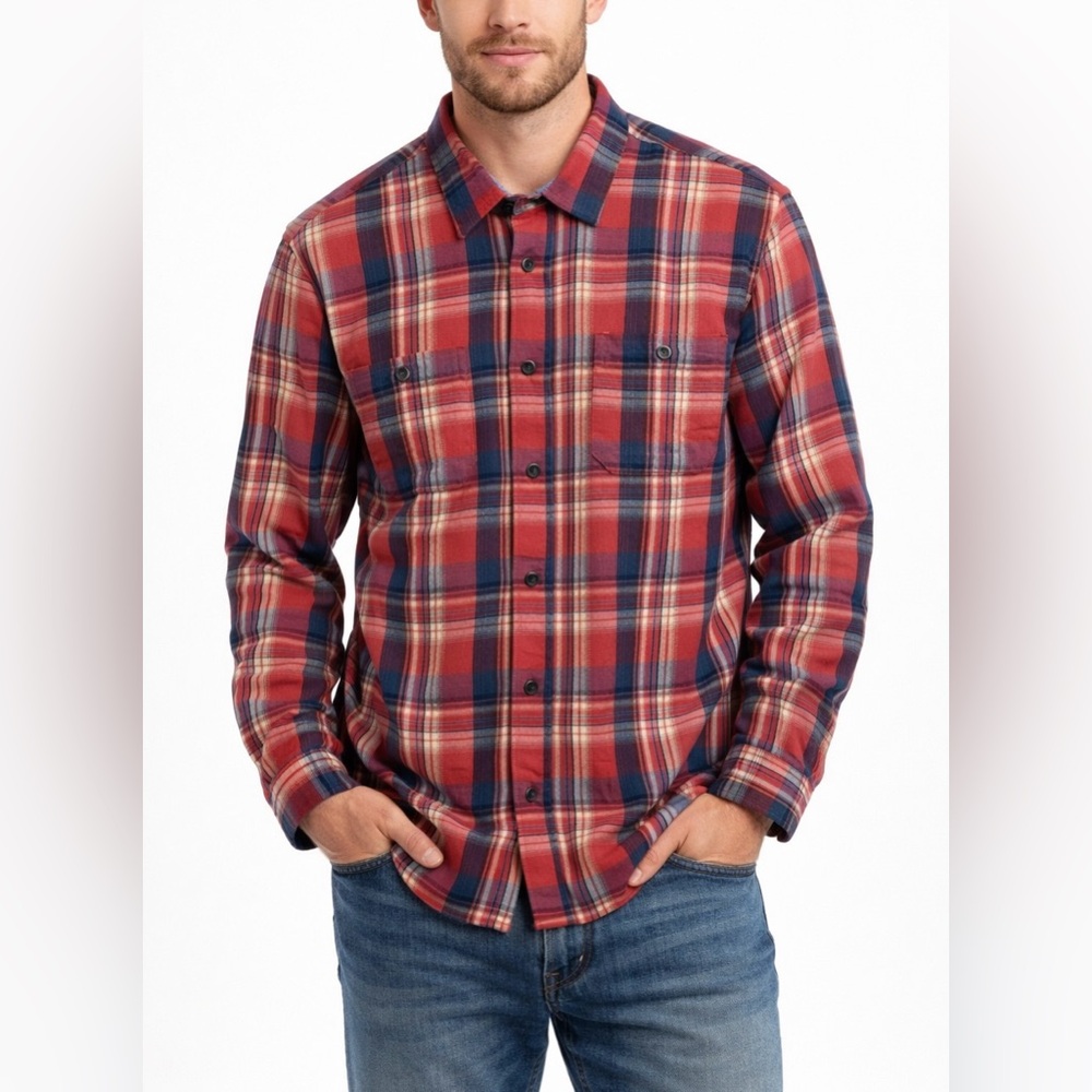 Tailor Vintage Richardson Plaid Flannel Shirt XL NWT Pink Blue Cotton Stretch